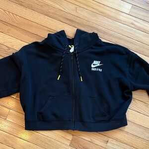 Nike Cropped' Track & Field Zip-Up Hoodie with Yellow Accents